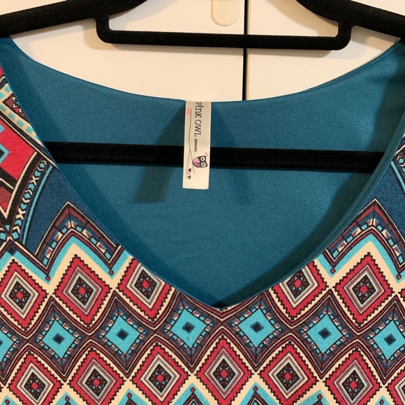 ♦️Pink Owl size small colorful patterned dress made in USA - Picture 2 of 6